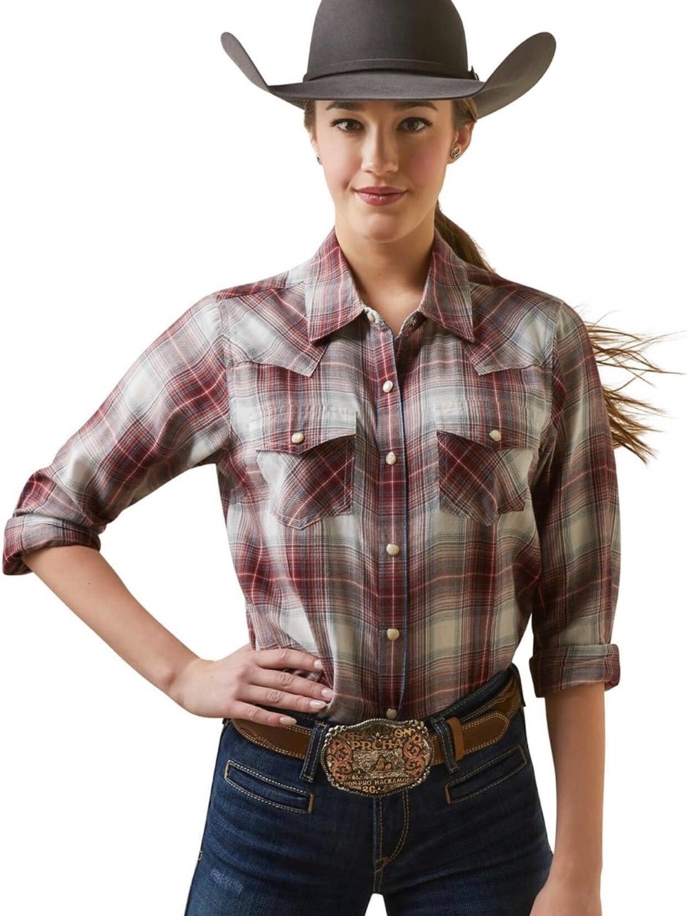 Ariat Women's Laramie Pearlsnap Shirt in Laramie Plaid Large